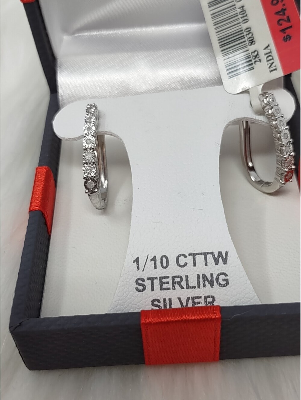 JCP Sterling Silver 925 1/10 CTTW Diamond Hoop Earrings NWT